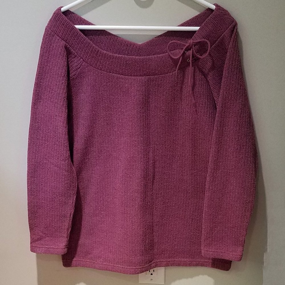 Wide Neck Pale Plum Sweater